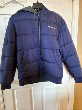Champion Navy Blue Puffer Jacket with Hood